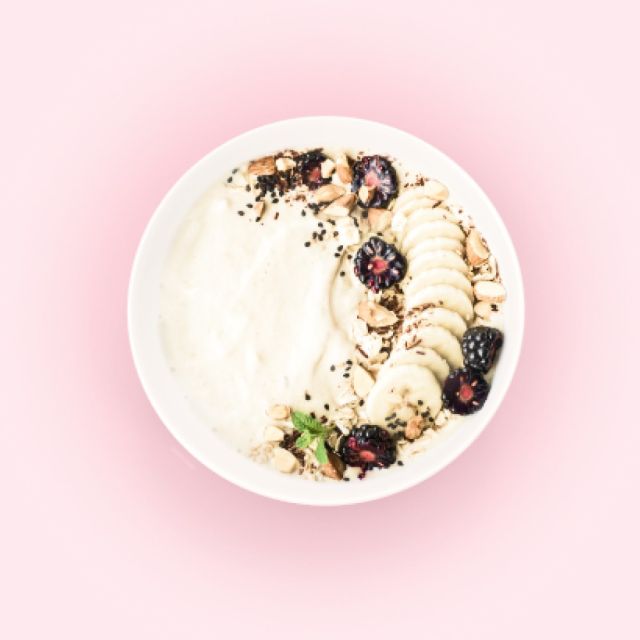 Banana & tahini healthy porridge bowl 